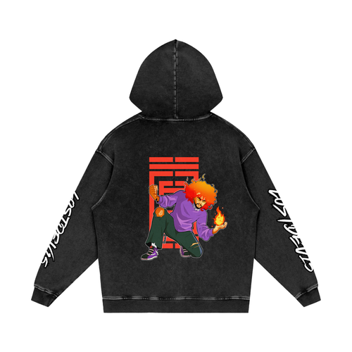 Snow Washed Loose Cotton Hoodie