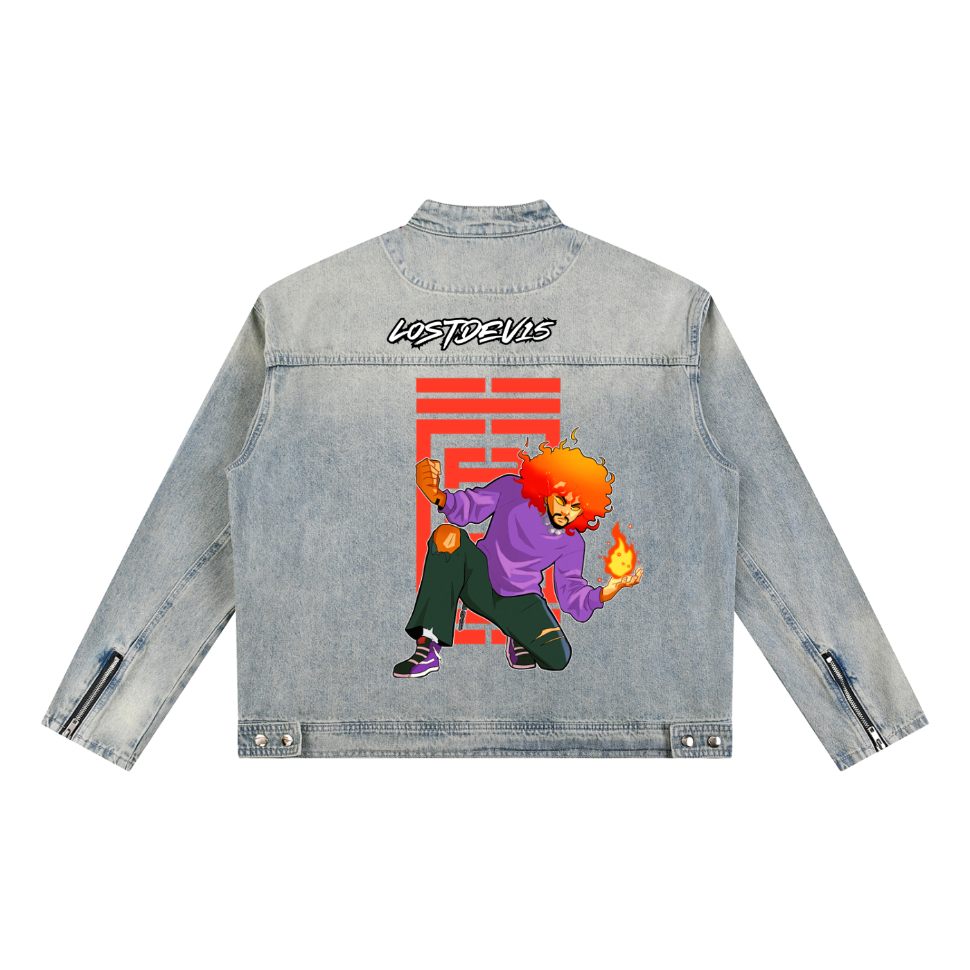 Vintage Wash Zip Denim Jacket