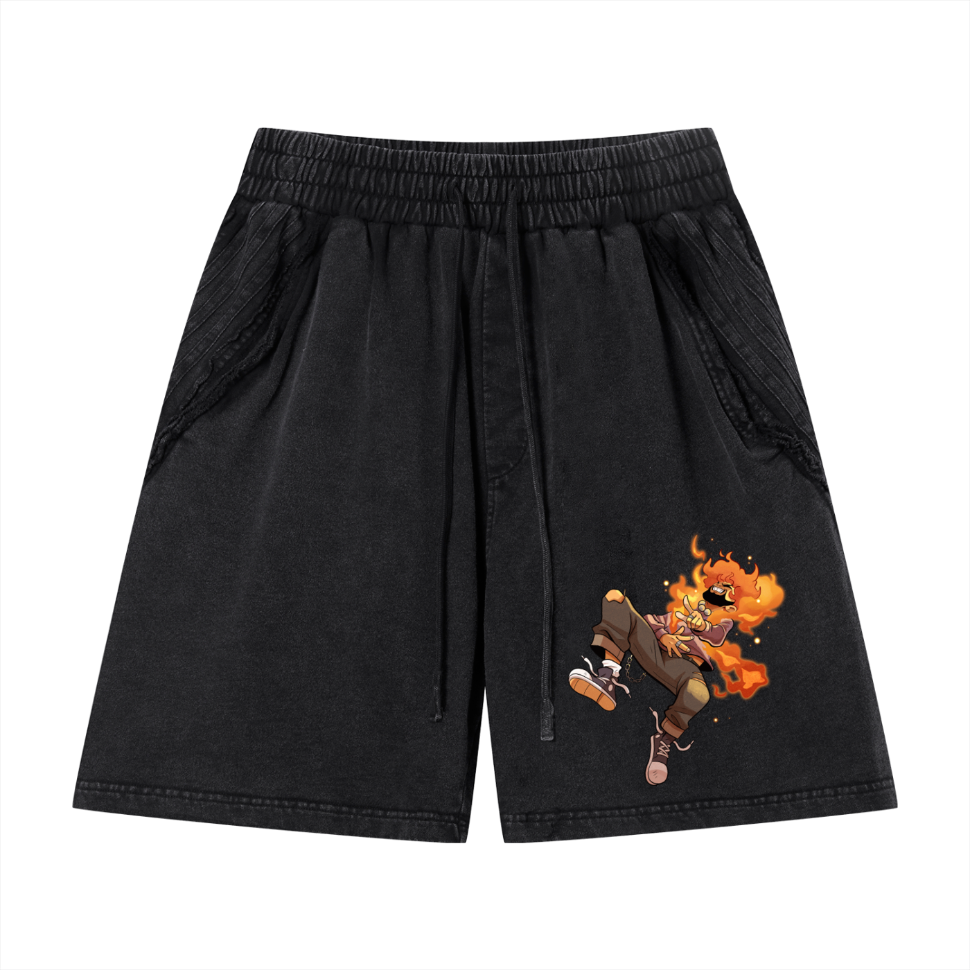Unisex Vintage Wash Raw Edge Shorts